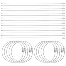 25pcs Wire Keychain Cable 10" Coated 1.5mm Stainless Steel Key Ring Silver