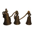 3 Vintage Sarna India Jingle Bells Floral Filigree Etched Brass Graduated Corded — photo 1