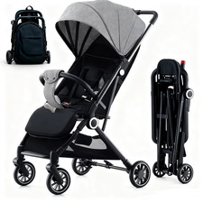 Foldable Baby Travel Stroller Harness Adjustable Backrest Canopy,Storage Basket