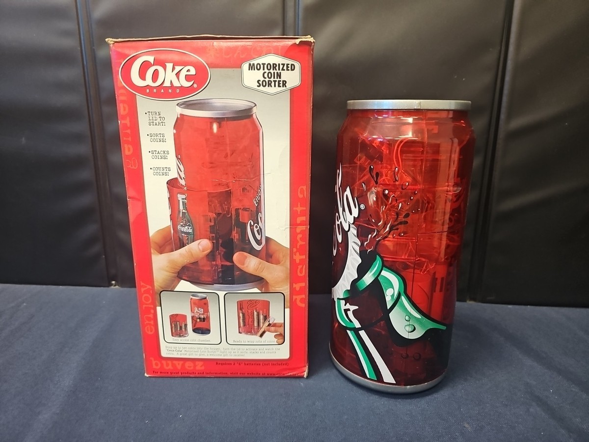 NEW Coca-Cola Motorized Coin Sorter Light Up Can Shaped W/ Box | eBay