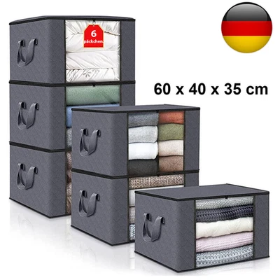 6 Stück 90L Box Groß Aufbewahrungstasche Unterbett Kleideraufbewahrung Faltbare - Bild 1 von 4