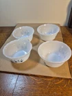 (4) Vtg Anchor Hocking Fire king milk glass swiss alpine custard cups