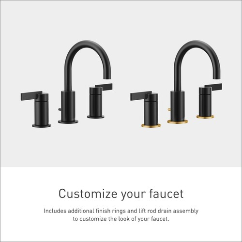 Moen T6222 Cia 1.2 GPM Widespread Bathroom Faucet - Black - Bild 2 von 12