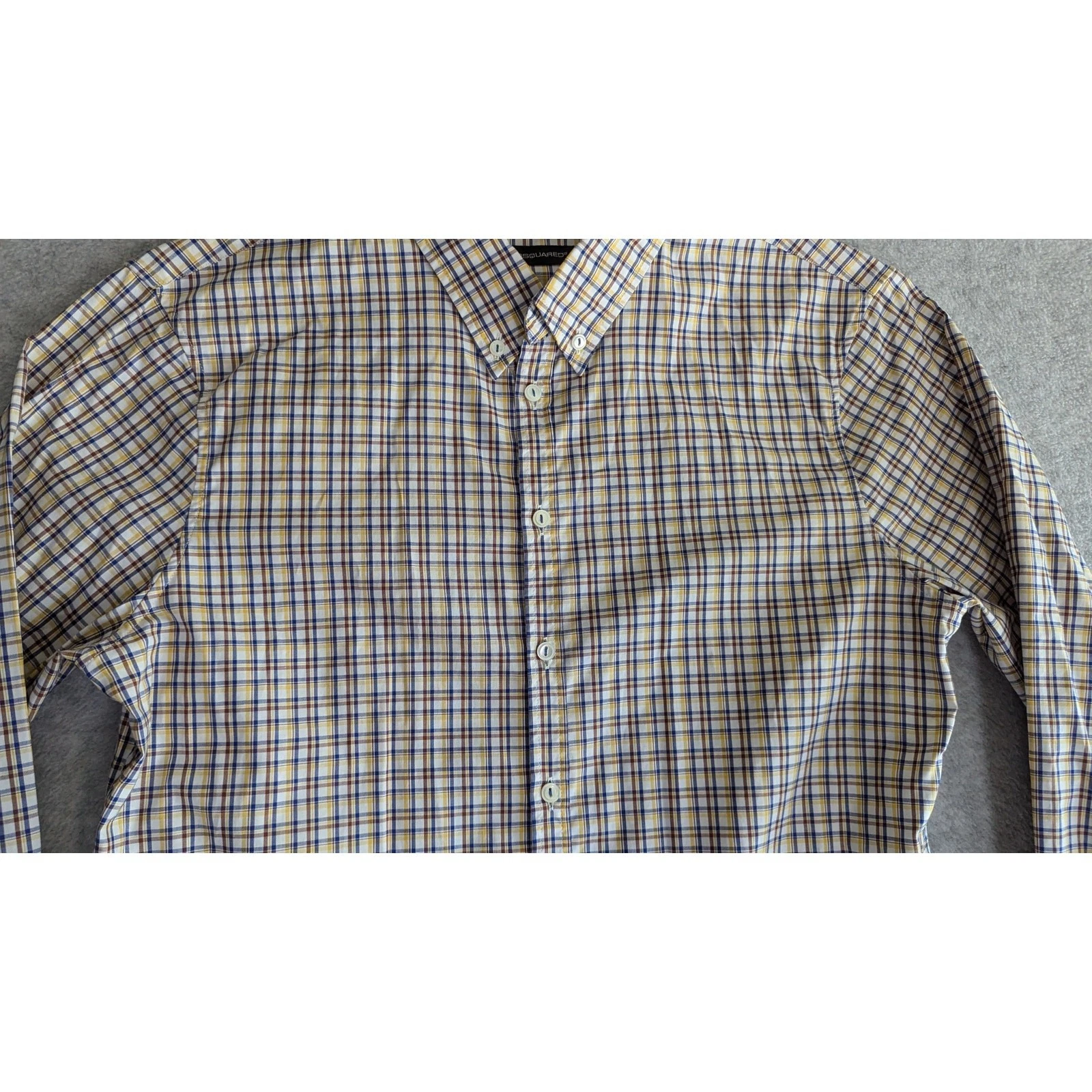 DSquared2 Camicia Uomo Vestito Taglia Tattersall Plaid Multicolore Preppy 50 Italia Lavoro