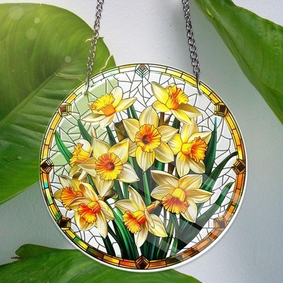 Daffodil ACRYLIC Window Hanging Decor Acrylic Daffodil March Birth Month Flower
