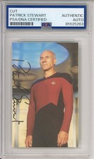 Patrick Stewart SIGNED Star Trek Captain Jean Luc Picard Photo Cut PSA DNA COA