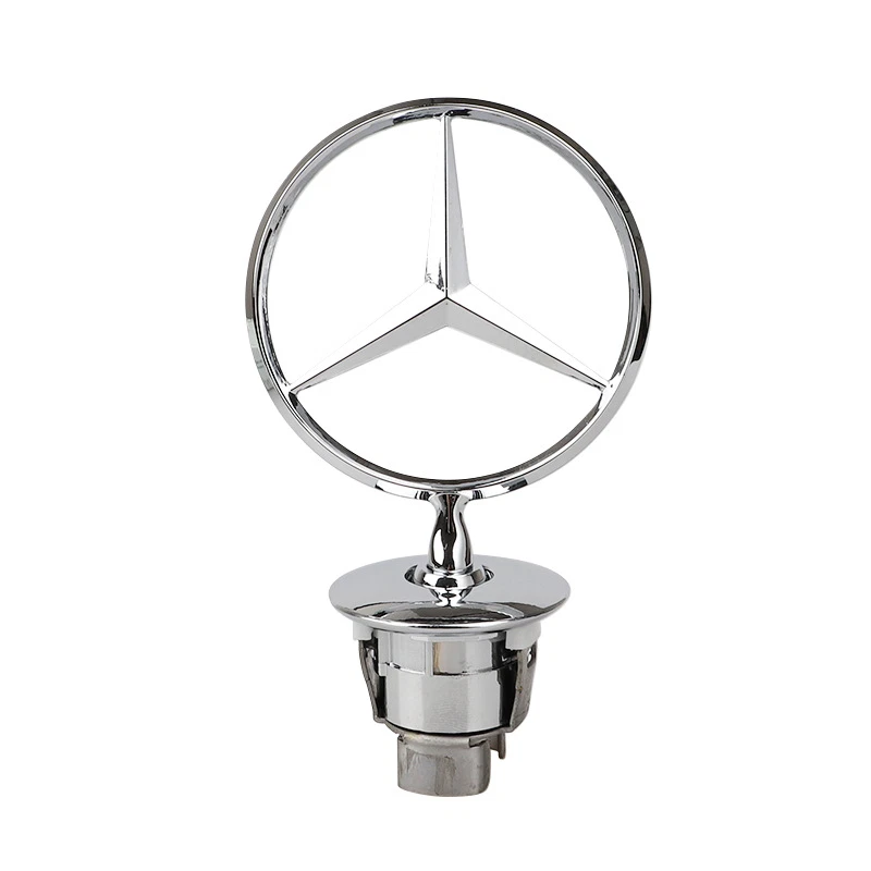 Silver Front Hood Ornament Mounted Star Emblem For Mercedes Benz C E S AMG NEW Foto 3 de 4