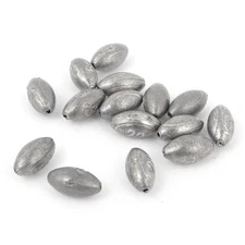15x Fishing Line Bait Shot Oval Shaped Lead Fish Sinkers 2g Per Piece