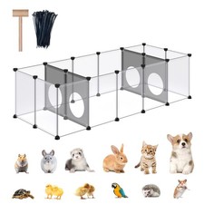 Panels Playpen 18 Game Holes 61.4 x 25.4 16.4 Grey Bunny DINMO Design inches
