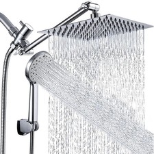Chrome 8"Rain Shower Head with Handheld Spray Combo High Pressure Adjustable Arm