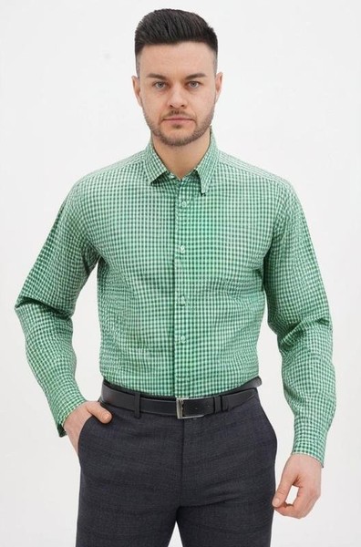 Men Olymp Shirt Green Cotton 40 /L / 48 #BWX8