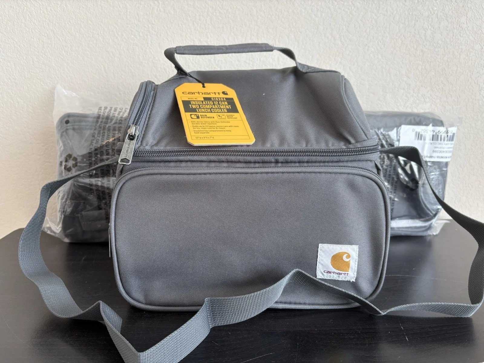 Carhartt Fully Insulated 12 Can Two Compartment Lunch Cooler Gray New With Tags