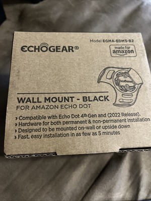 EchoGear Wall Mount for Echo Dot 4th Gen, Black, EGMA-EDM3-B2, New