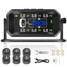 RV Tire Pressure Monitoring System TPMS Solar Monitor with 6 External Sensors