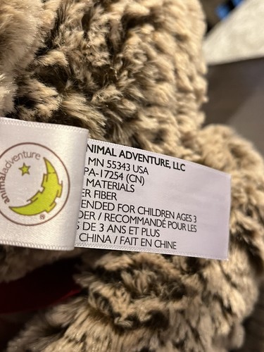 Animal Adventure Oso Marrón Esmerilado Rojo Arco Corazón Pies Peluche Animal 2018 - Imagen 7 de 9