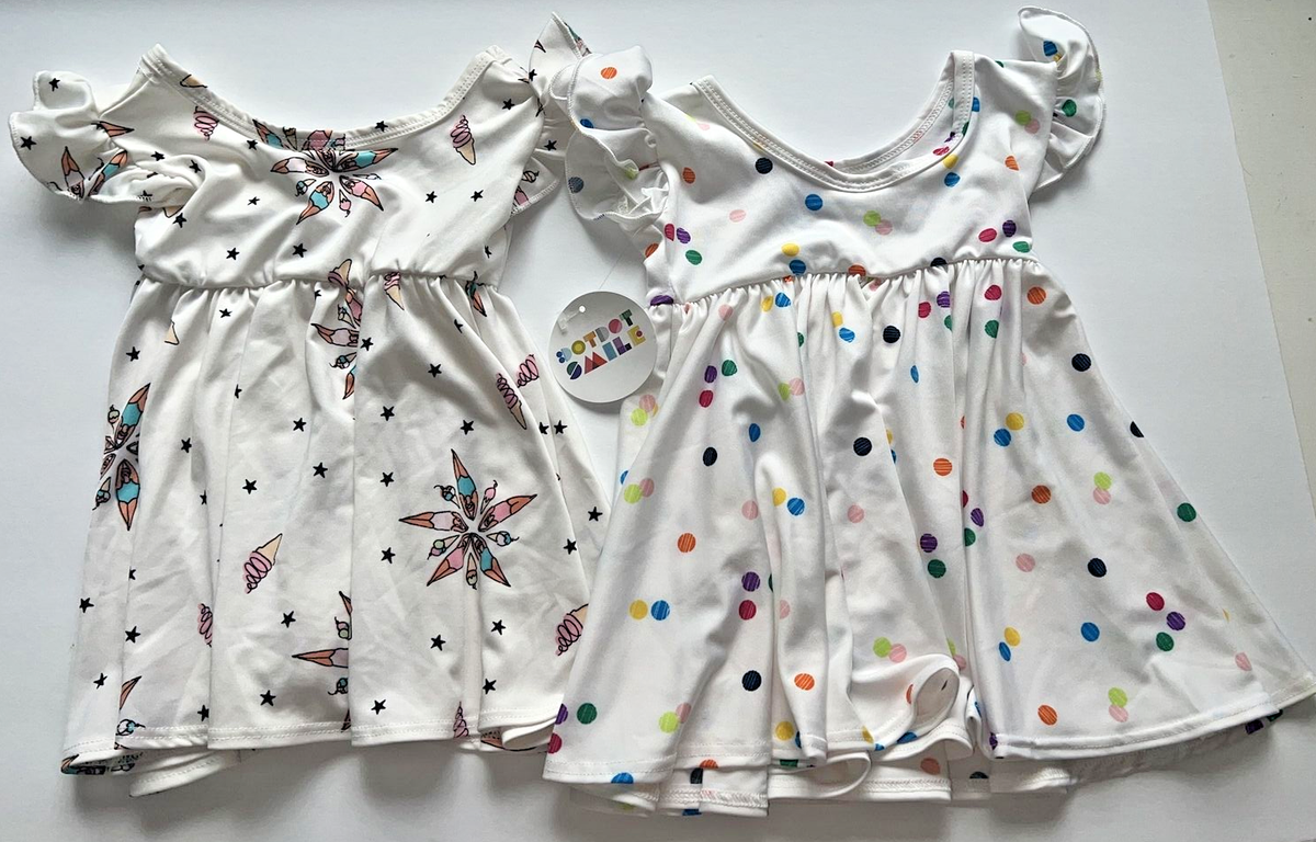 Lot of 8 Dot Dot Smile Girls 6/12M Dresses Incl 1 NWT Rainbow Owls  Christmas Sun