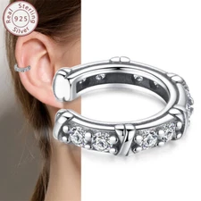 KUNSIR 925 Sterling Silver Earring Ear Cuff Non Piercing Cartilage For Men Women