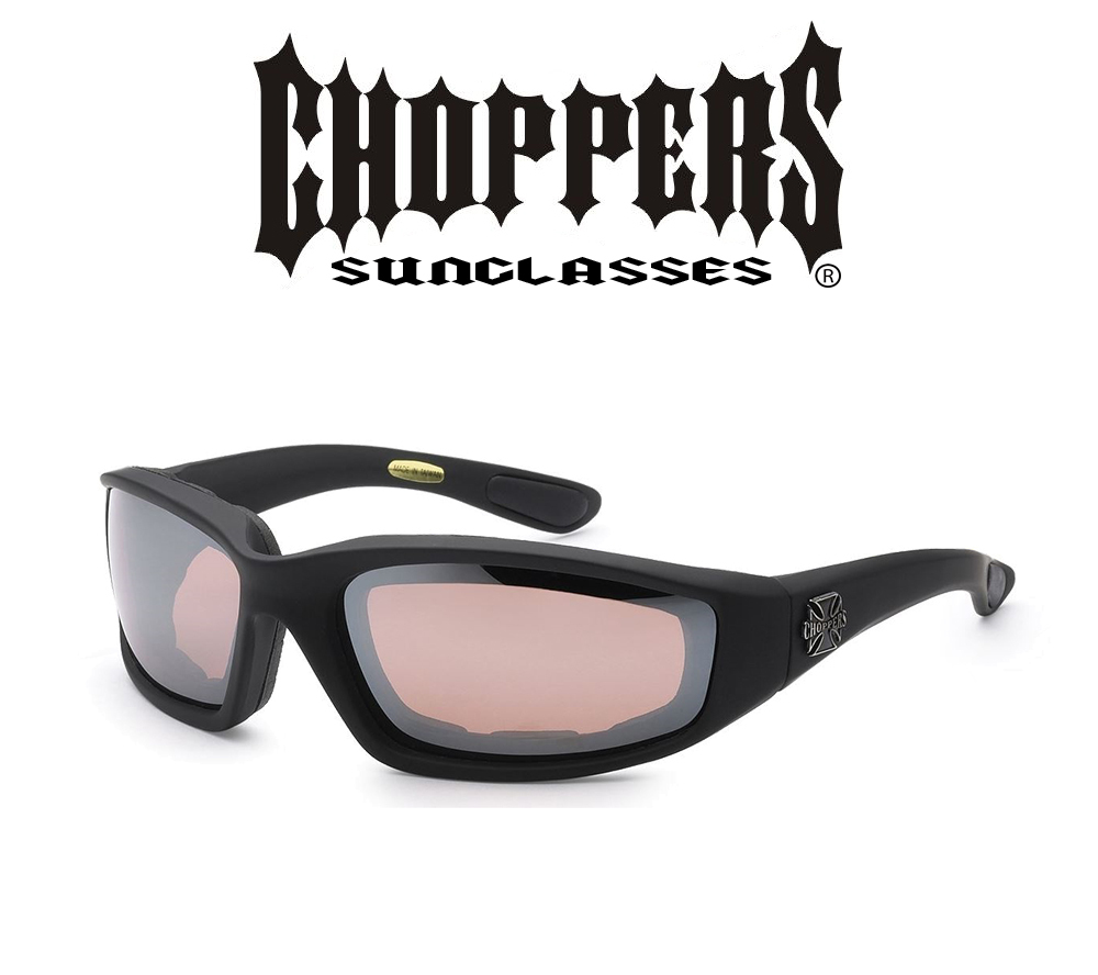 Choppers CP92804 Padded Foam Sunglasses Motorcycle ATV Glasses Black Mirror C3 e