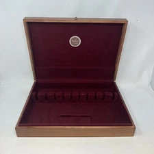 Naken's Brown Wooden Silverware Chest With Tarnish Proof Cloth Lining Red 15x11