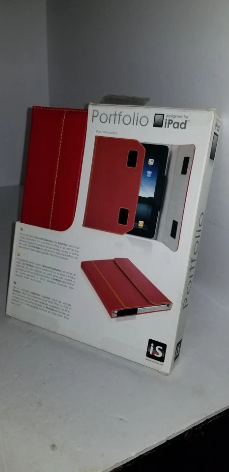 NEW Genuine Red Leather Hard PortFolio Carrying Travel Case for iPad & iPad 2 S2 - Image 2 of 2