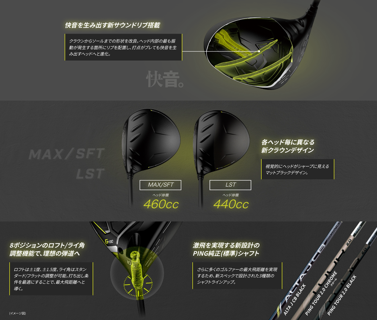Ping Golf Club G430 LST Driver 10.5° Club ALTA J CB Black Graphite