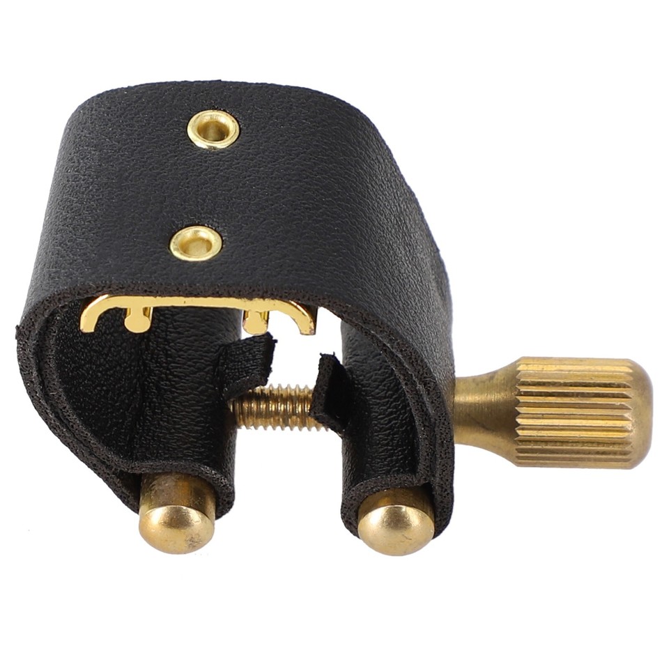 Black Leather Ligature for Soprano Saxophone Mouthpiece Secure Fastener
