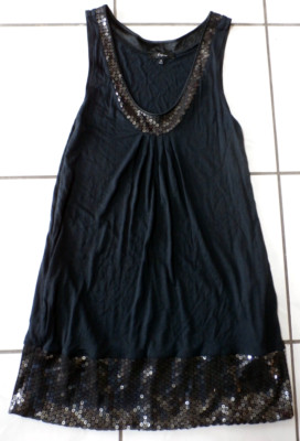 Express Y2K Mini Dress M Dark Sequin trim Fairy Grunge WhimsiGoth Pockets H143