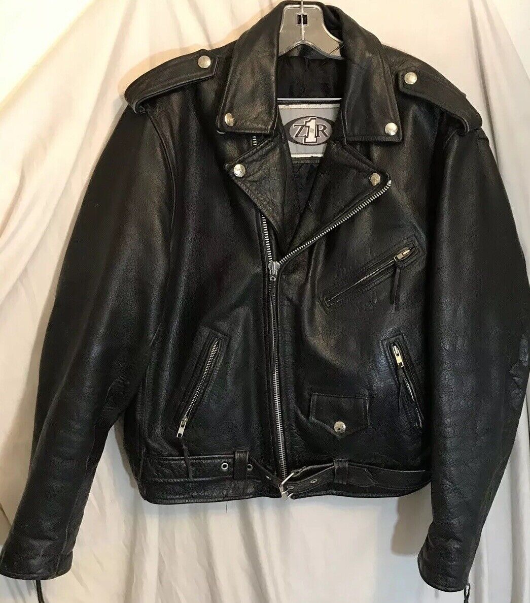 Z1R Genuine Leather Jacket Vintage Distressed Large Black Z1R Genuine Leather Jacket Vintage Distressed Large Black