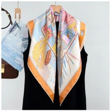 Pure 14 Momme Twill Silk Wrap Scarf Bandannat Hand luggagePrint Square Shawl 35