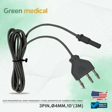 Electrosurgical High Frequency Cord,Monopolar Connecting Cable,3Pin,ø4mm,10'(3m)