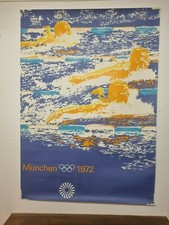 Vintage Olympic swimming Poster Memorabilia Otl Aicher Munich 1972 Herbert Graaf
