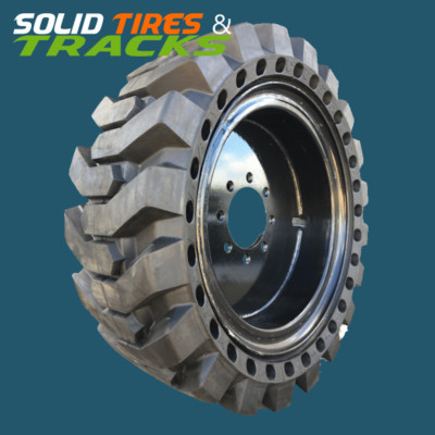 14x17.5 14-17.5 36x14-20 Solid Skid Steer Tires 4+rims fits Gehl Bobcat ...