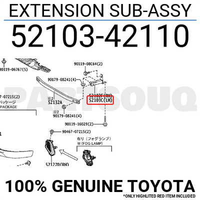 5210342110 Genuine Toyota EXTENSION SUB-ASSY 52103-42110 | eBay 
