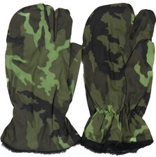 Czech Army M95 Woodland Camo Cold Weather Gloves w Trigger Finger Mittens