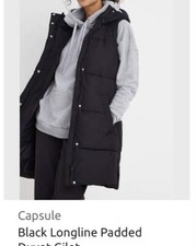 Simply Be Capsule Black Long Length Quilted Duvet Gilet Size 16