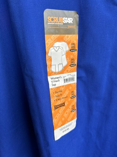 New Scrubstar Premium Scrubwear Women V-Neck Scrub Top Electric Blue Sz 2XL - Picture 4 of 4