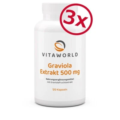 Confezione da 3 Estratto di Graviola Vita World 10:1 - 10000mg Dose Giornaliera 3 x 120 Cap Vegan