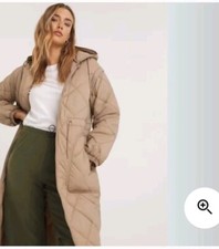 Brand New Womens Taupe Adjustable Waist Quilted Coat Size 30