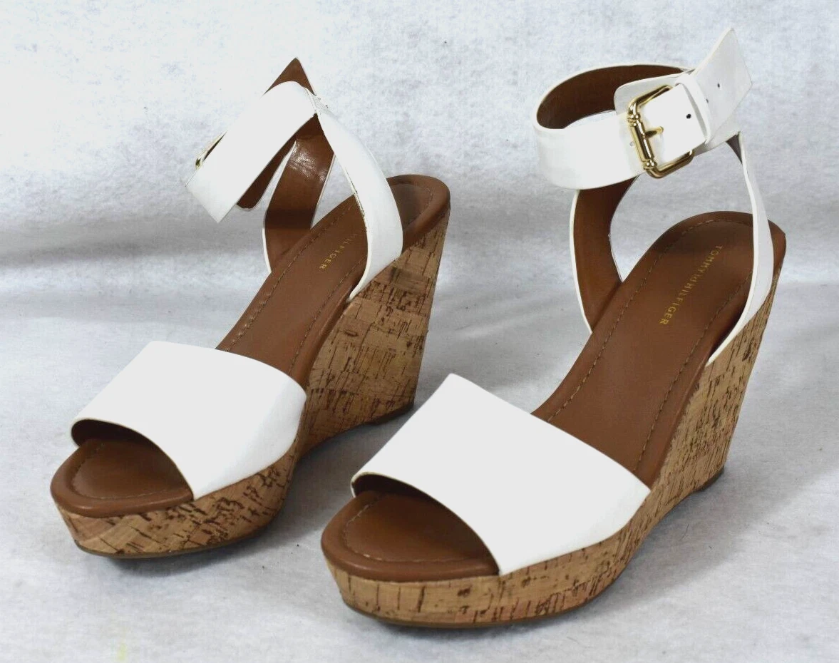 Tommy Hilfiger White Maya Wedges Sandals Size 9M eBay