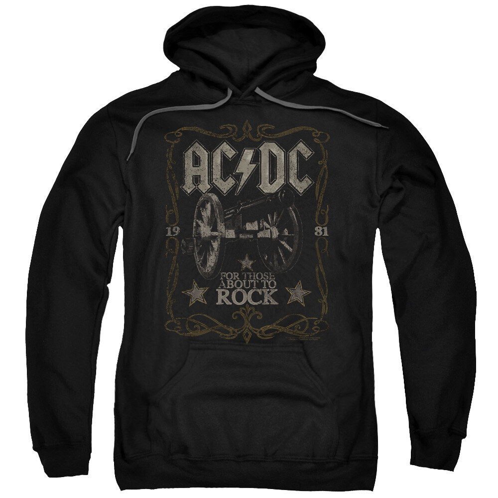 AC/DC Rock Label Adult Pullover Hoodie Sweatshirt Black