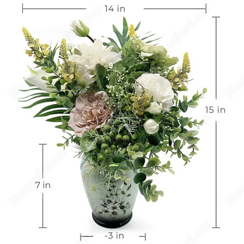 Artificial Floral Flower Arrangement in Ceramic Vase Centerpiece Home Decor - Picture 2 of 6