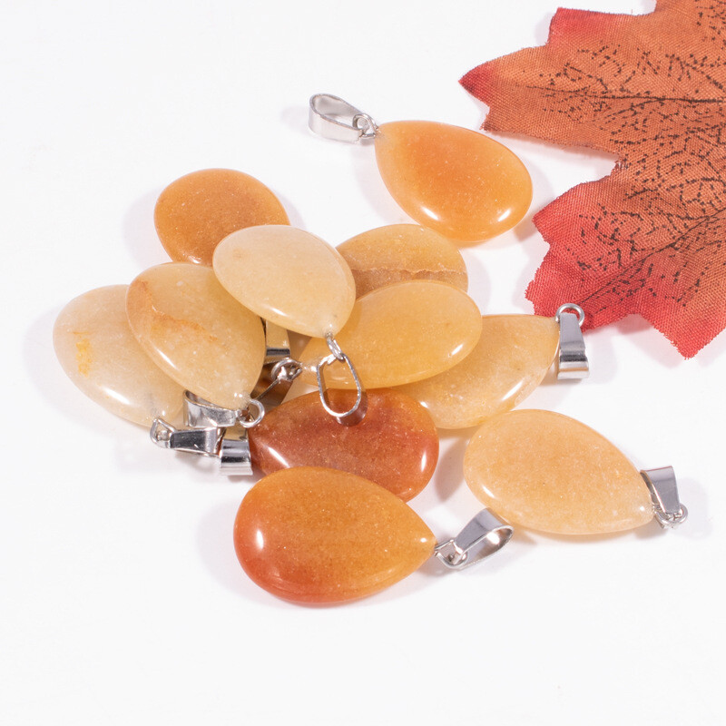 50pcs Natural Yellow Jade Water Drop Beads for DIY Jewelry Crafting