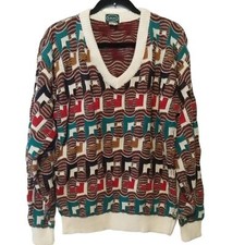 Vintage Izod 80s 90s Colorful Grandpa Sweater