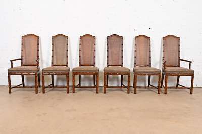 Henredon Mid-Century Hollywood Regency Walnut and Cane Bamboo Form