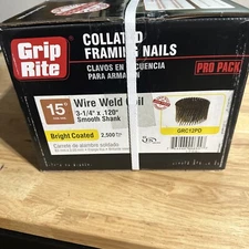 Grip-Rite GRC12PD Bright Steel 15 Degree Round Head Framing Nail 3-1/4 L in.