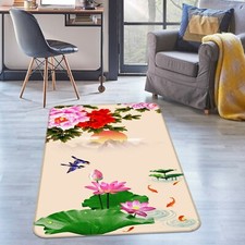 3D Lotus Peony Fish NAO7628 Game Rug Mat Elegant Photo Carpet Mat Fay