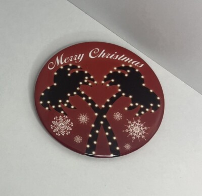 In N Out Burger Merry Christmas Button Pin Employee Only Crossed Palm Trees