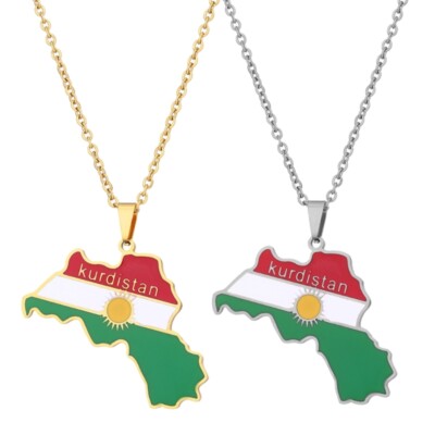 Map Pendant Chain Kurdish Flag Map Pendant Kurdistan Clavicle Chain Jewelry