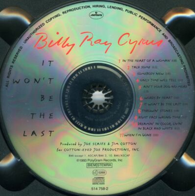 Billy Ray Cyrus - It Won't Be The Last ° CD-Album von 1993 °