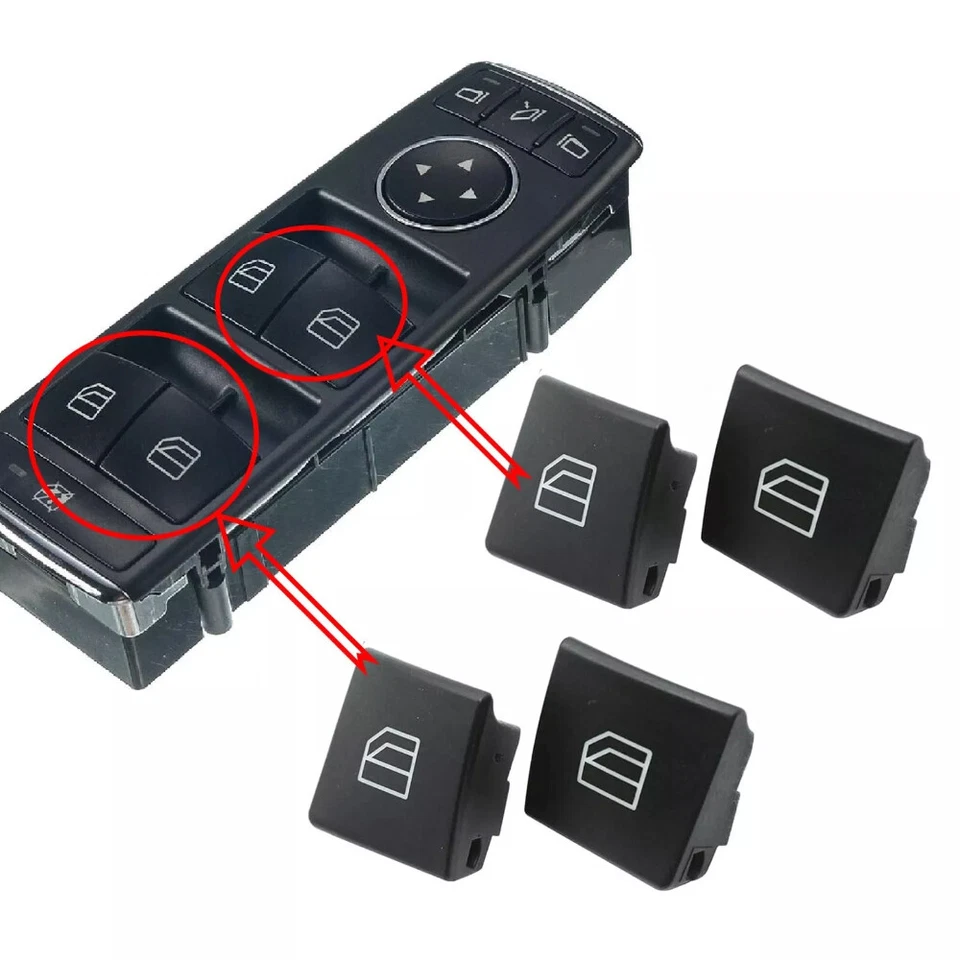 4pcs Driver Window Switch Button Cap for Mercedes-Benz W204 C-Class W212 X156 US - Image 3 of 4